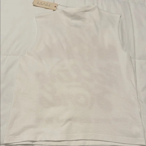 Alice + Olivia White Graphic Tank Top The Rolling Stones brand new with tags - Picture 13 of 15
